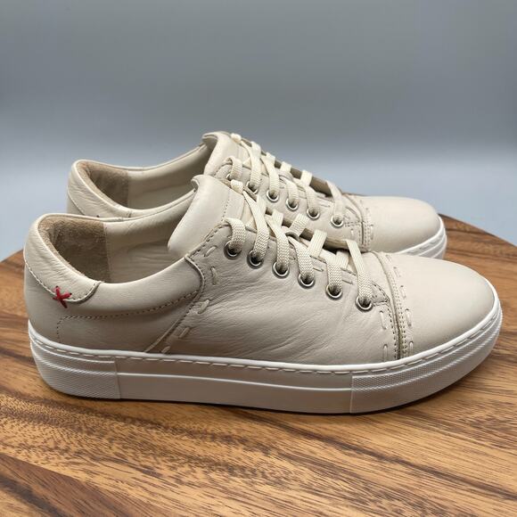 Miz Mooz Melisa Shoes Womens 8.5 / 39 Beige Leather Casual Comfort Sneakers - Picture 1 of 8